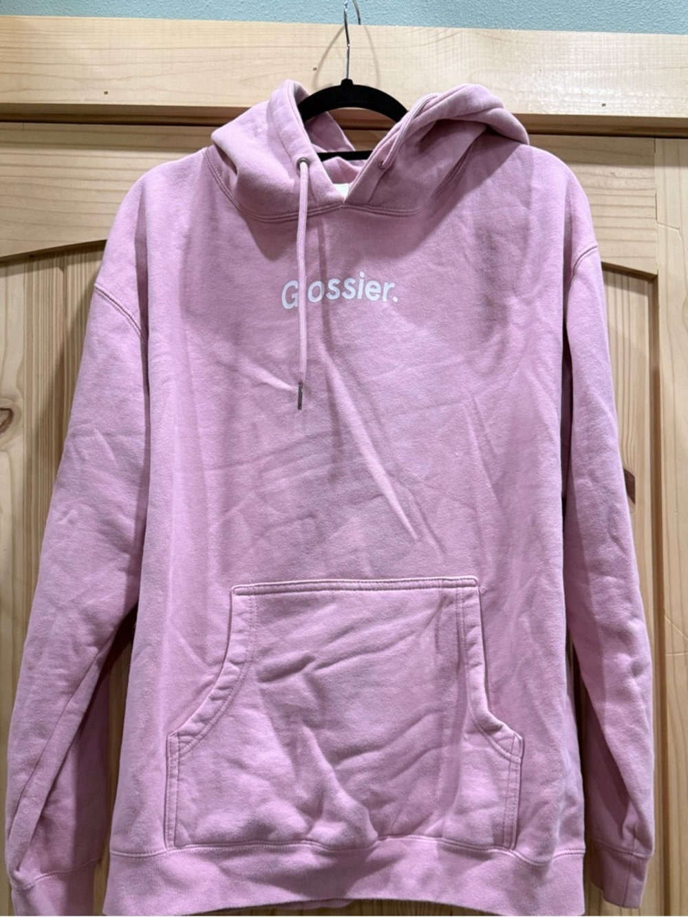 Glossier Light Pink Logo Hoodie